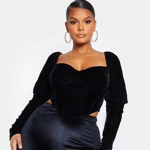 Pretty Little Thing corset puff sleeve top Plus Size
